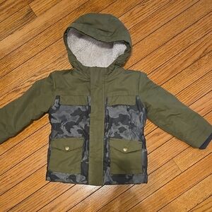 Children's Green Camo Hooded Coat